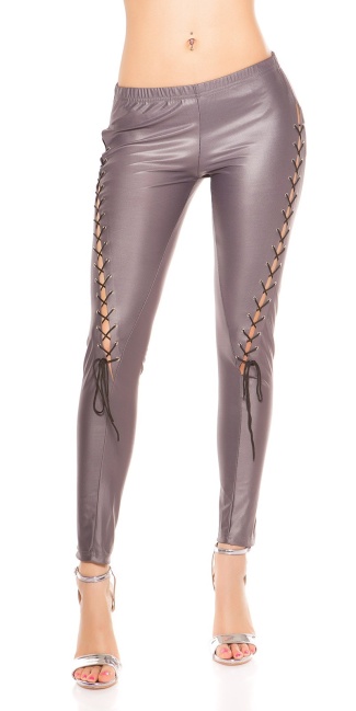Leggings with lacing in the front Grey